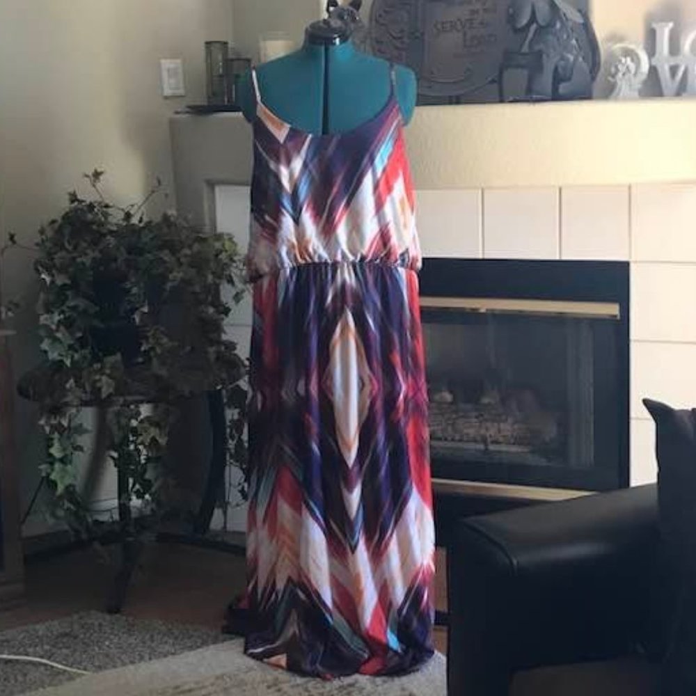 Plus Size Colorful Abstract Maxi Dress